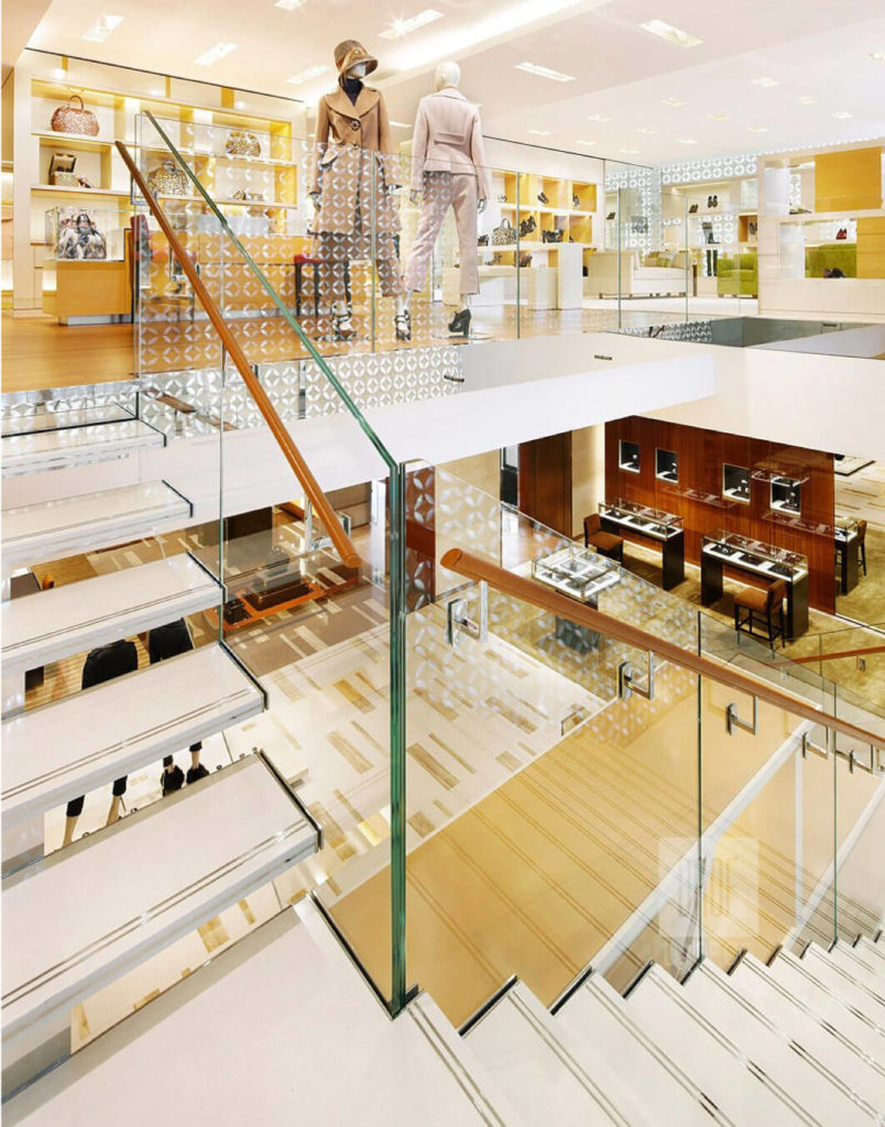 Glass Staircase with Wooden treads